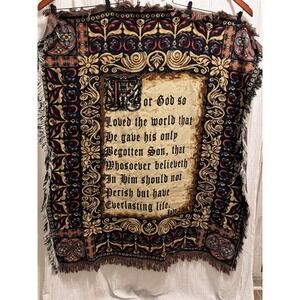 Crown Crafts Religious John 3:16 For God so loved the world Throw Blanket 46x52"